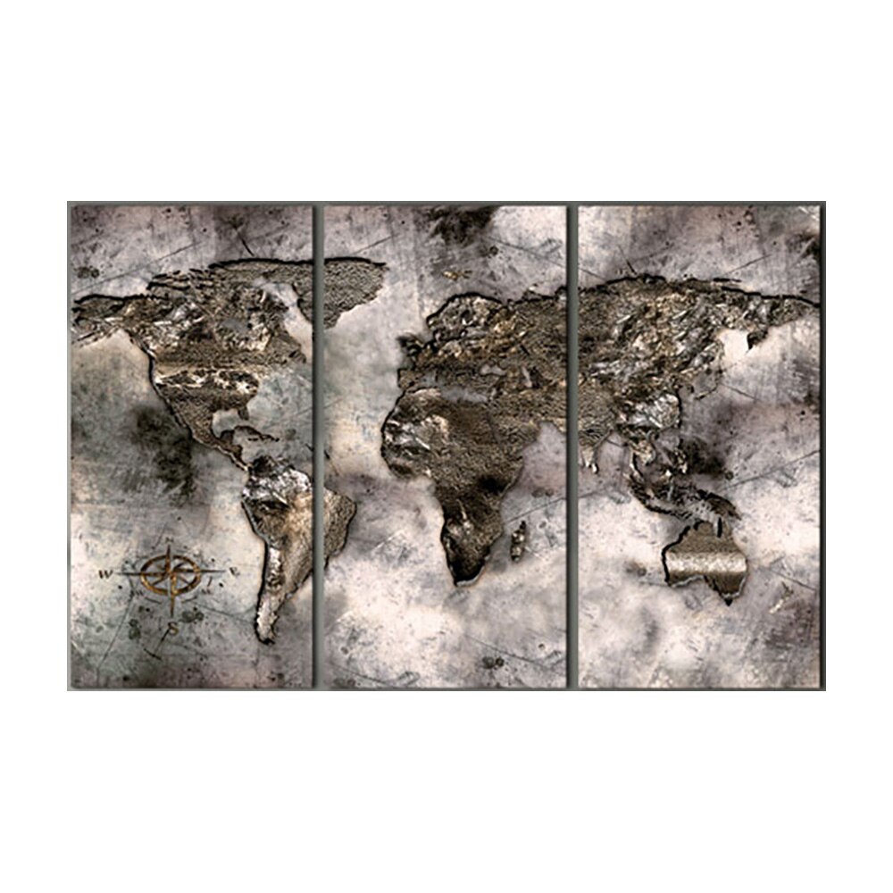 Tablou din pluta - 3 piese - Harta opalescenta - 90 x 60 cm