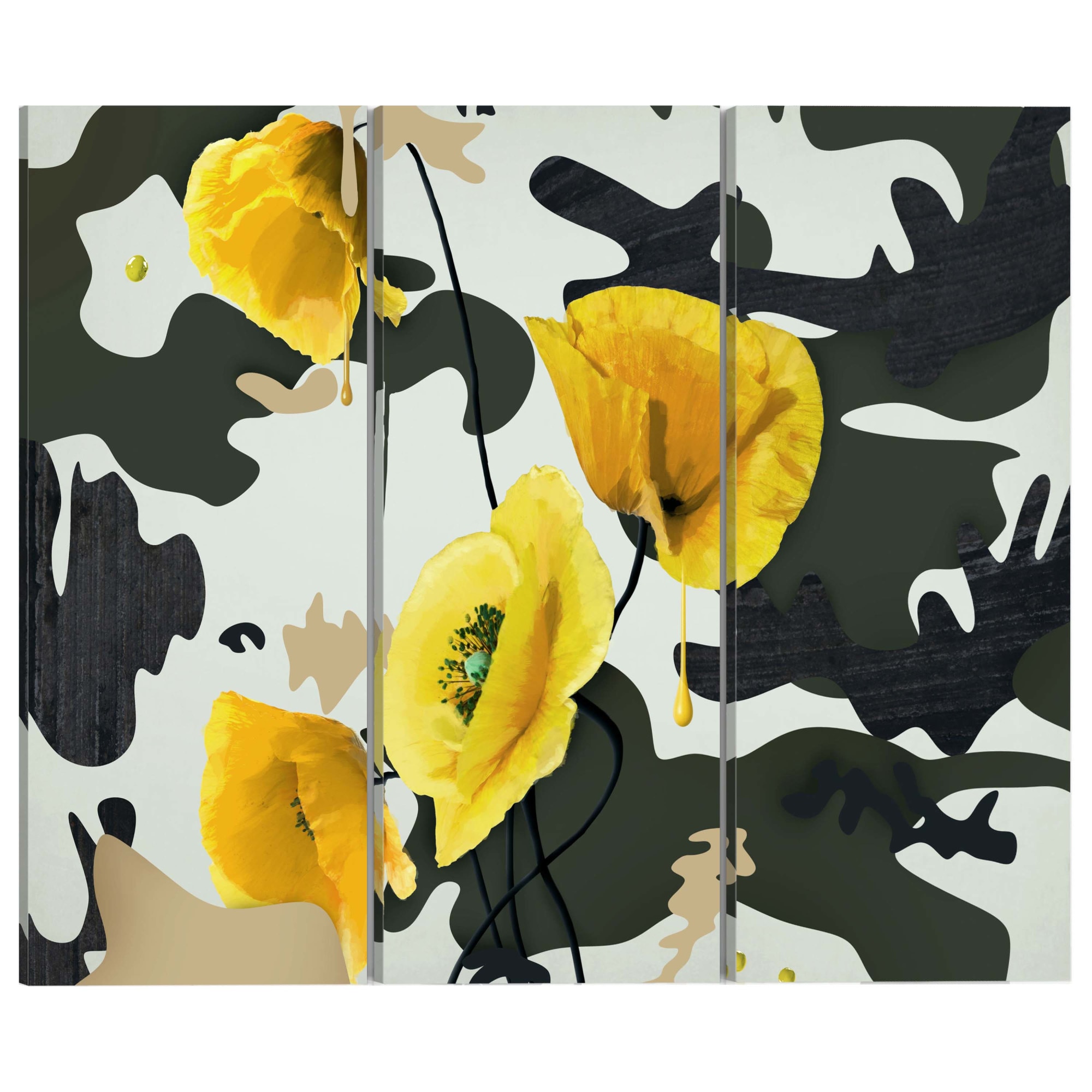 Tablou canvas 3 piese - Pictat de maci triptic - 120 x 80 cm