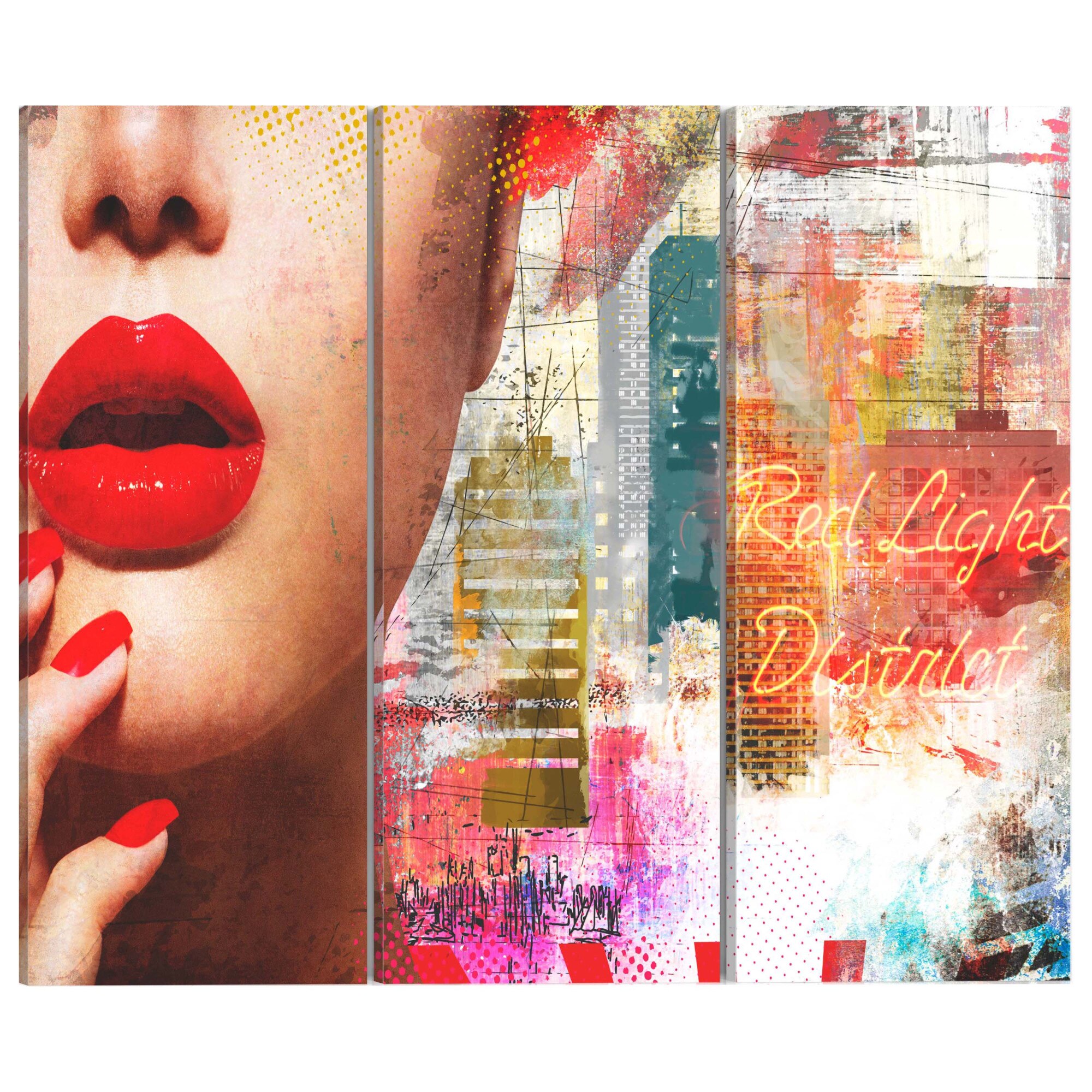 Tablou canvas 3 piese - Districtul Red Light - 60 x 40 cm