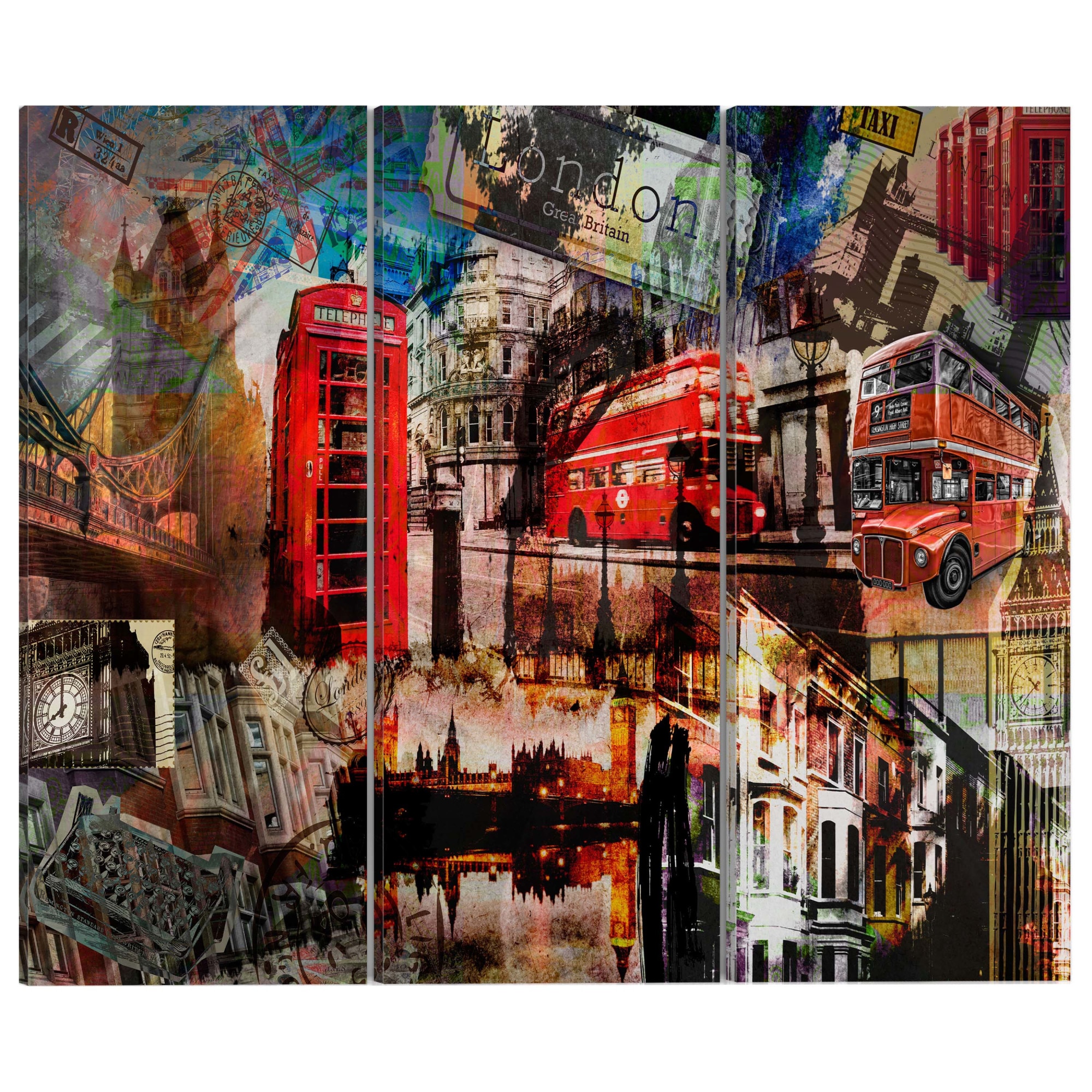 Tablou canvas 3 piese - Colaj din Londra triptic - 120 x 80 cm