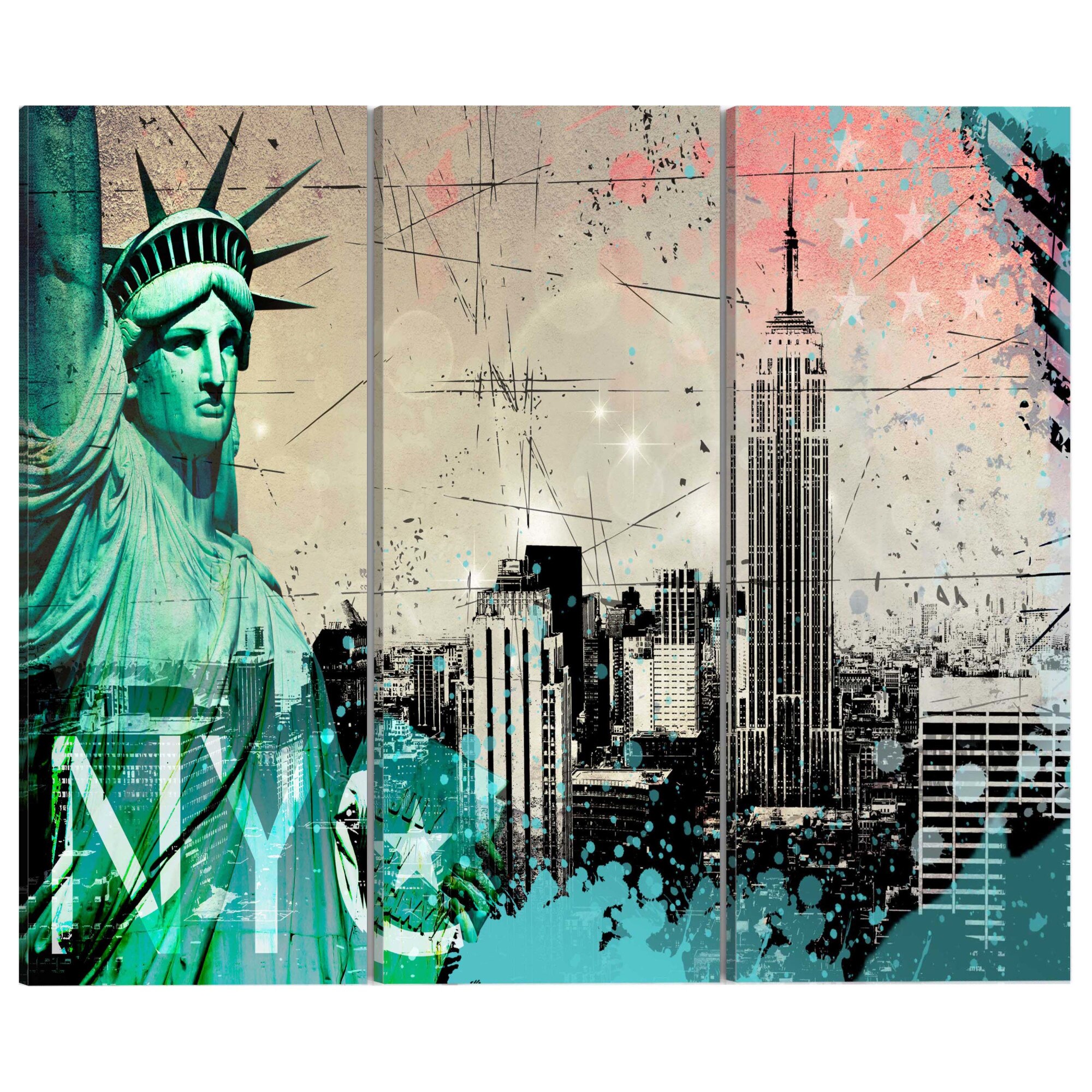 Tablou canvas 3 piese - Colaj NYC - 60 x 40 cm