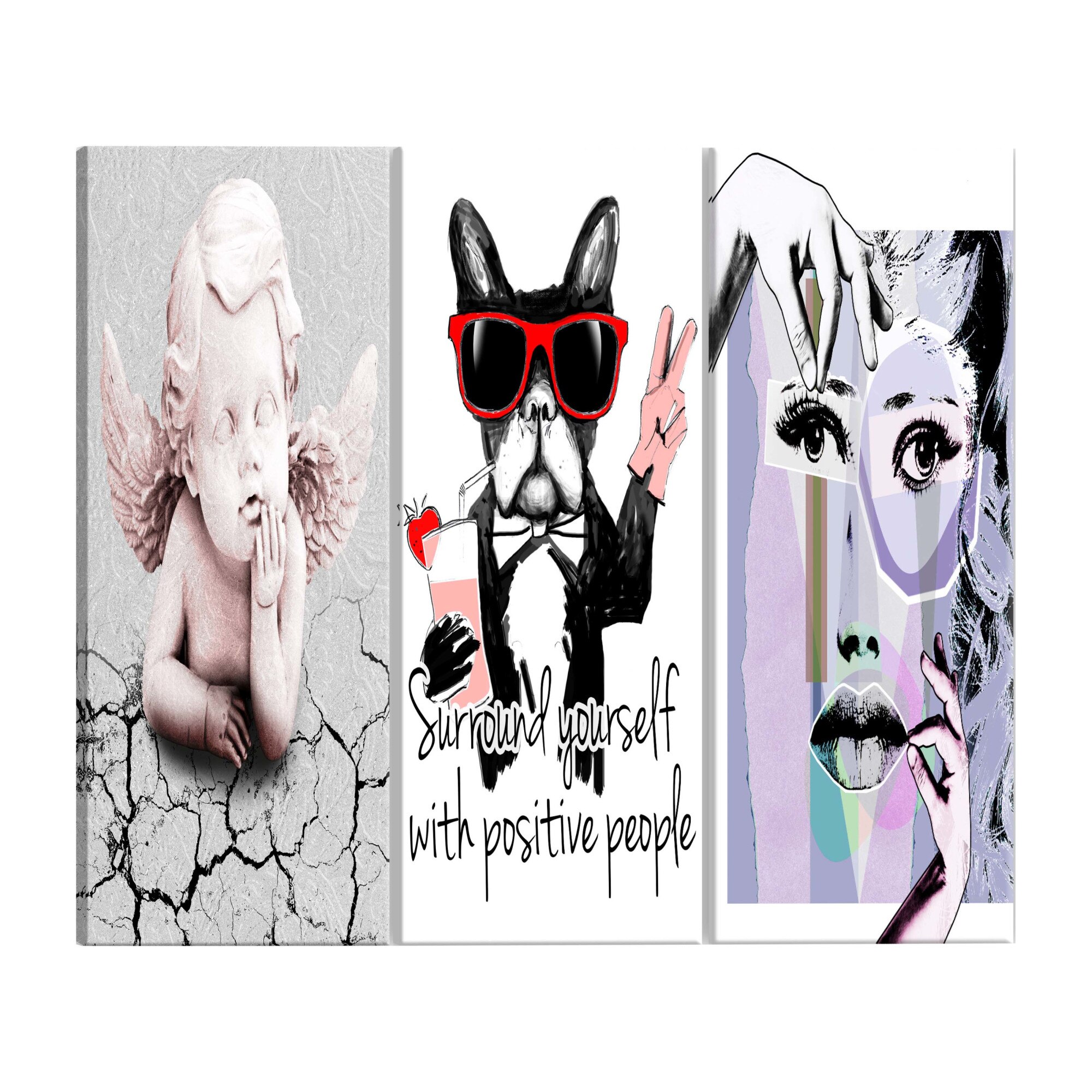 Tablou canvas 3 piese - Colectie portrete - 60 x 30 cm