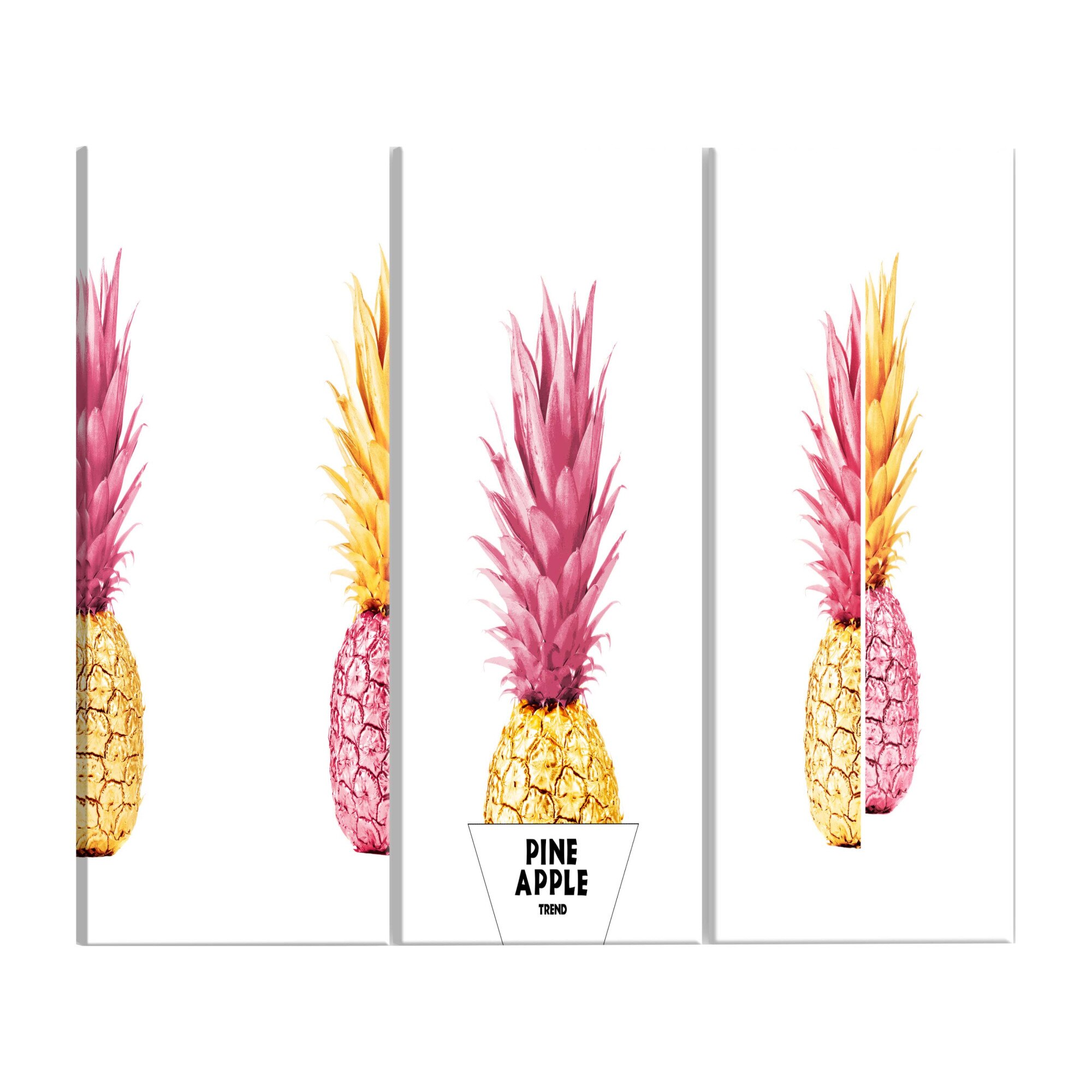 Tablou canvas 3 piese - ananas - 60 x 30 cm