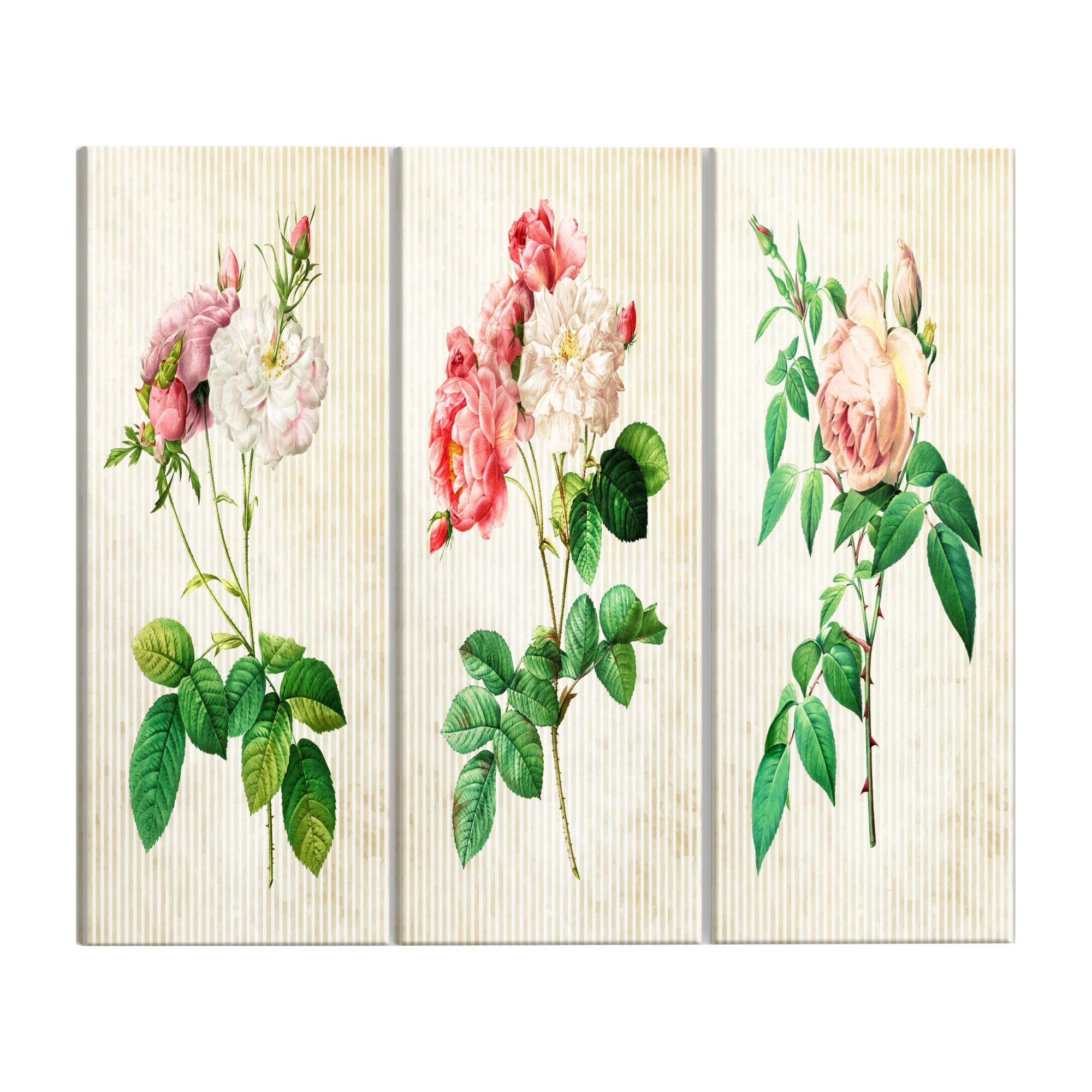 Tablou canvas 3 piese - Trio floral - 120 x 60 cm