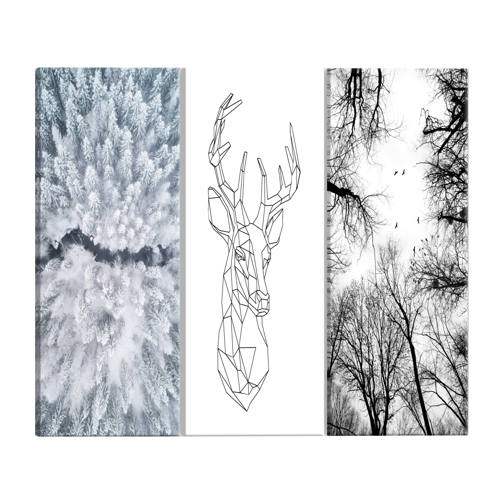 Tablou canvas, 3 piese, Deers Life, 60 x 30 cm