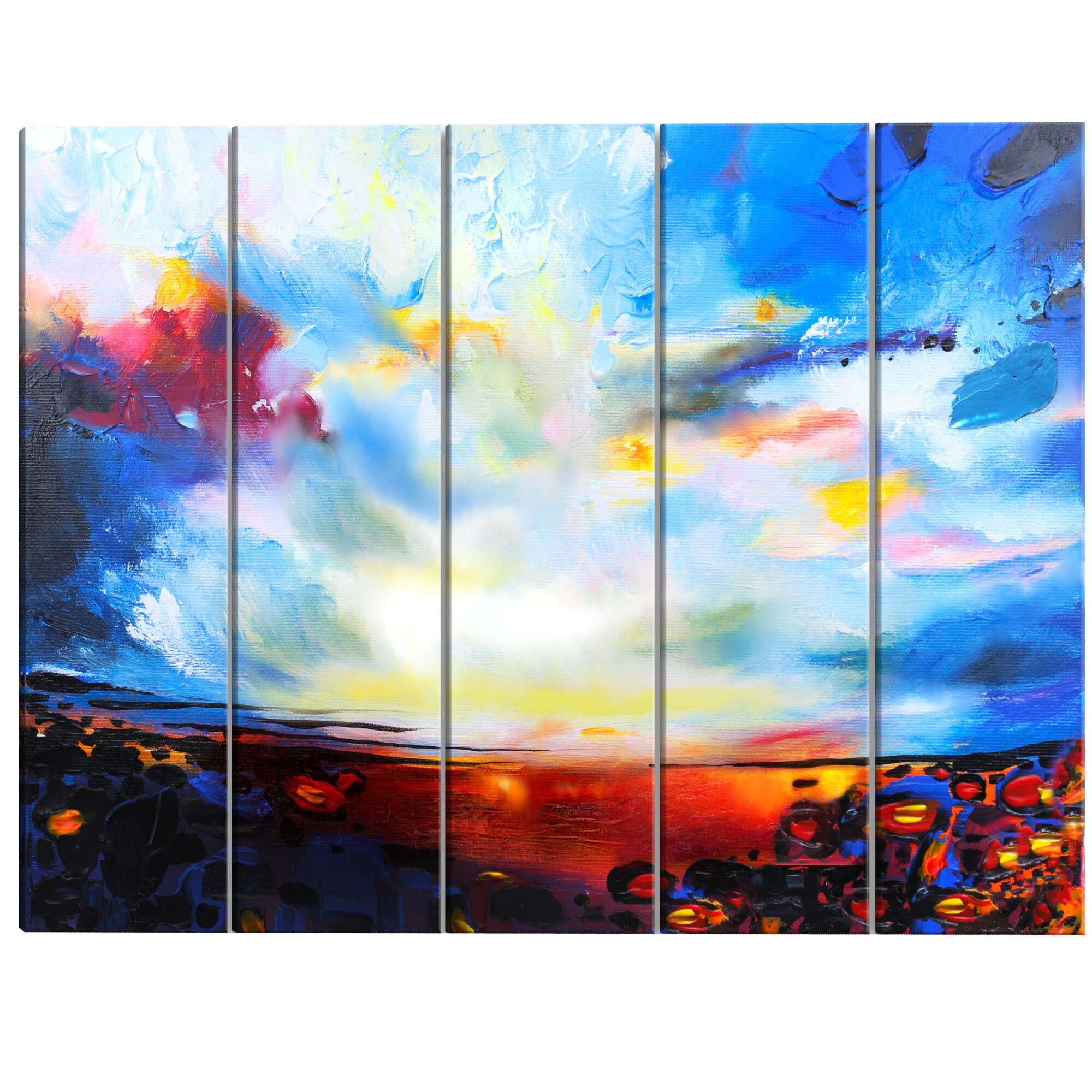 Tablou canvas, 5 piese, Cer colorat, 225 x 90 cm