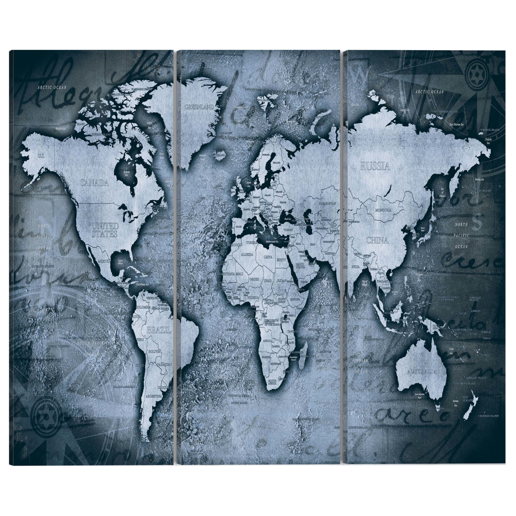 Tablou canvas 3 piese - Cobalt Travel - 90 x 60 cm