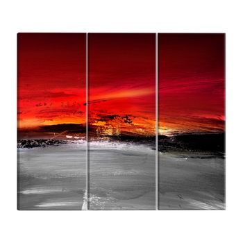 Tablou canvas 3 piese - Peisaj Crimson - 120 x 60 cm