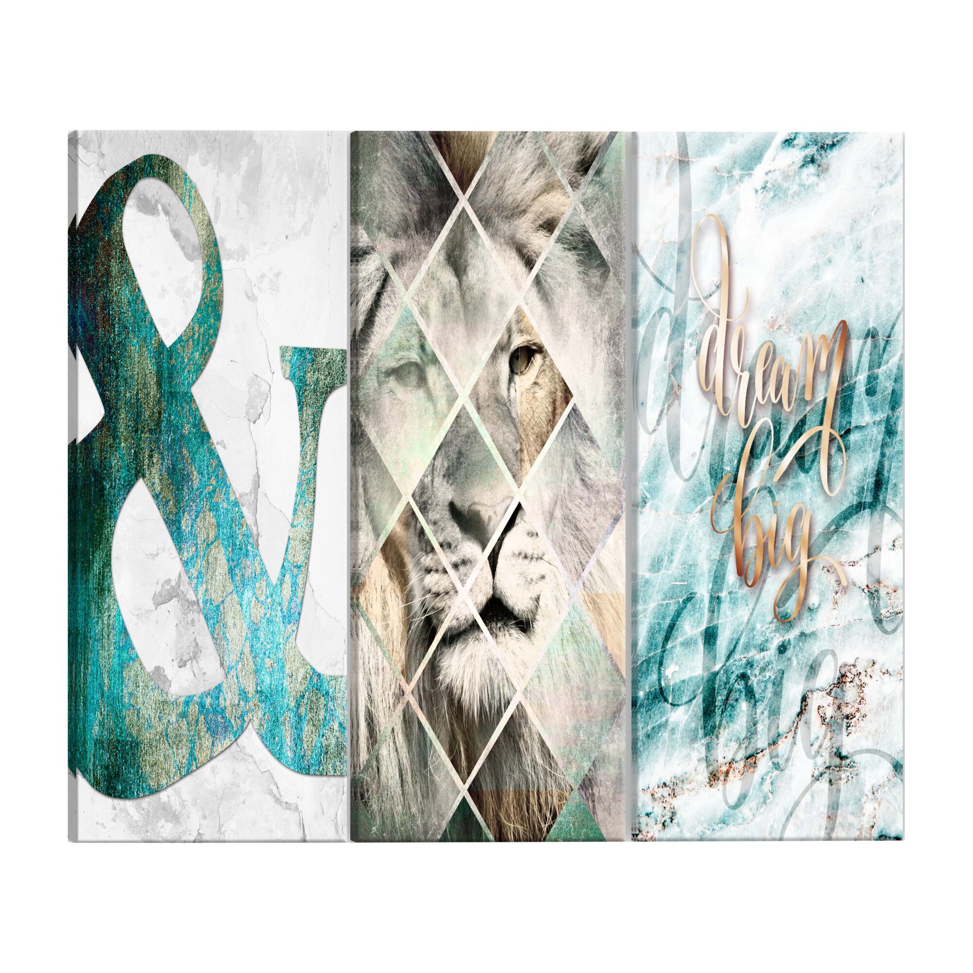 Tablou canvas, 3 piese, Visele Leului, 60 x 30 cm