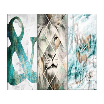 Tablou canvas, 3 piese, Visele Leului, 60 x 30 cm Tablou canvas, 3 piese, Visele Leului, 60 x 30 cm