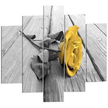 Tablou canvas 5 piese - Rose on Wood 1 - 200 x 100 cm Tablou canvas 5 piese - Rose on Wood 1 - 200 x 100 cm