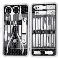 Trusa manichiura profesionala 18 piese, black&silver, Fellis