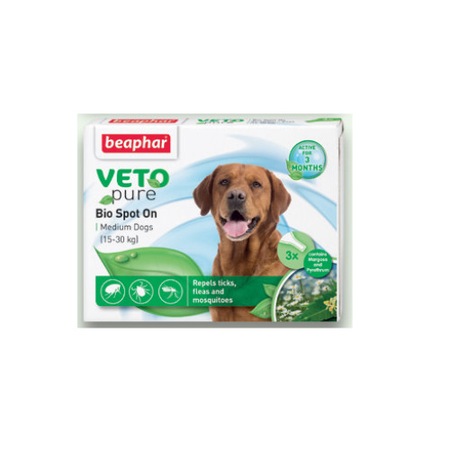 Beaphar Veto Pure Bio Spot On Dog Riasztó csepp, közepes fajtájú ...