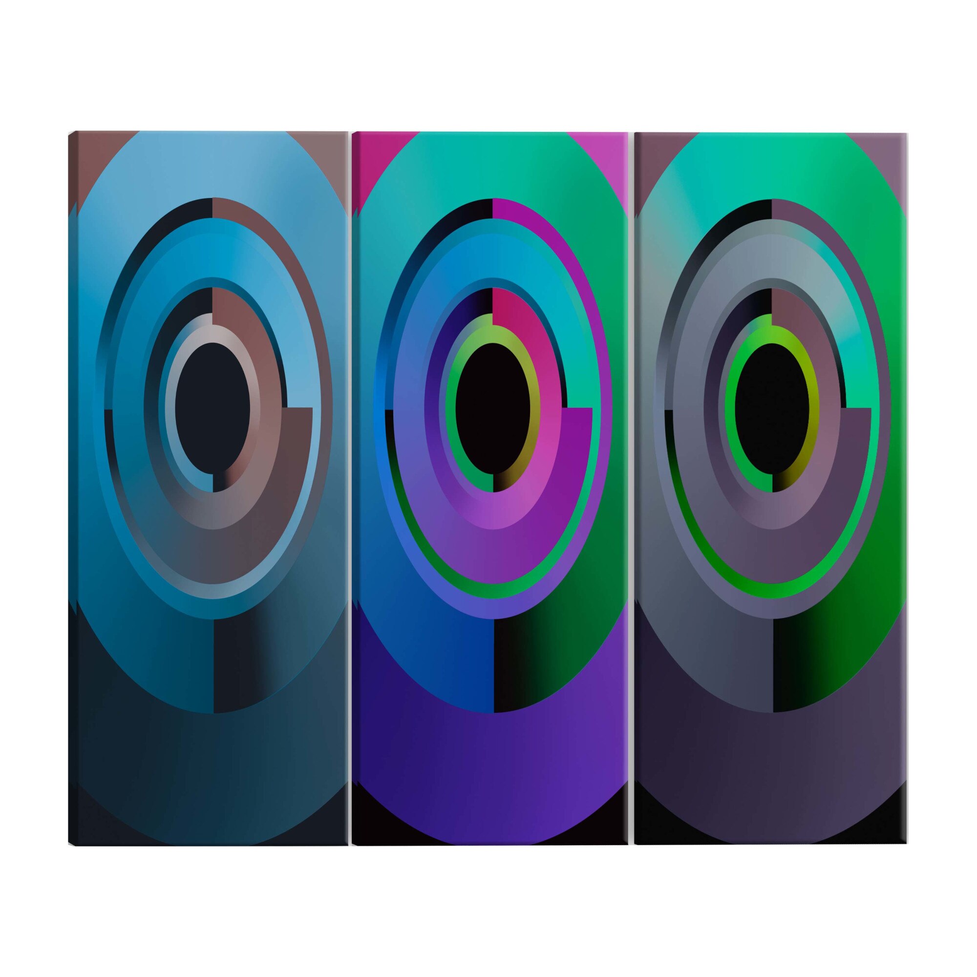 Tablou canvas 3 piese - Cercuri de gradient - 120 x 60 cm