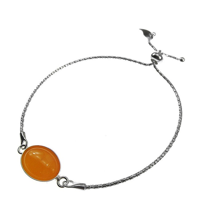 Bratara argint reglabila cu jad galben oval 14x10 MM, GlamBazaar