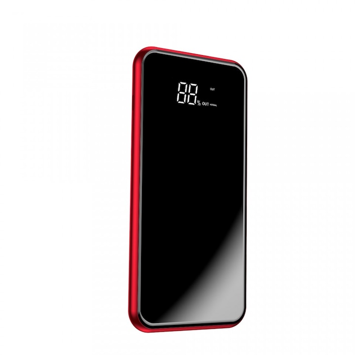 Външна батерия / Power Bank с безжично зареждане и стойка за телефон, Baseus Bracket 8000 mAh, червен
