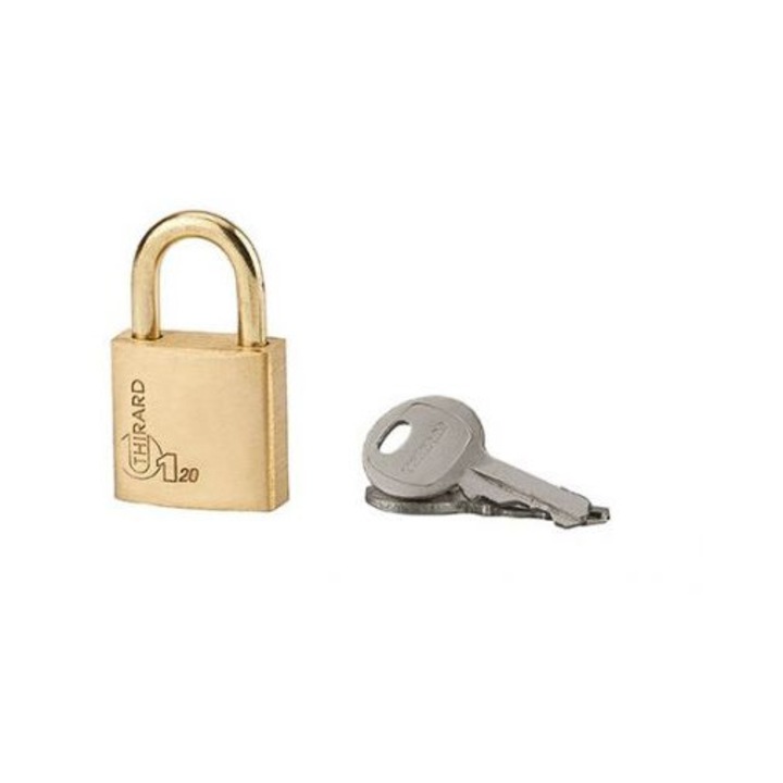 Lacat bagaj, cu cheie, TYPE 1, 20 mm, alama lustruita