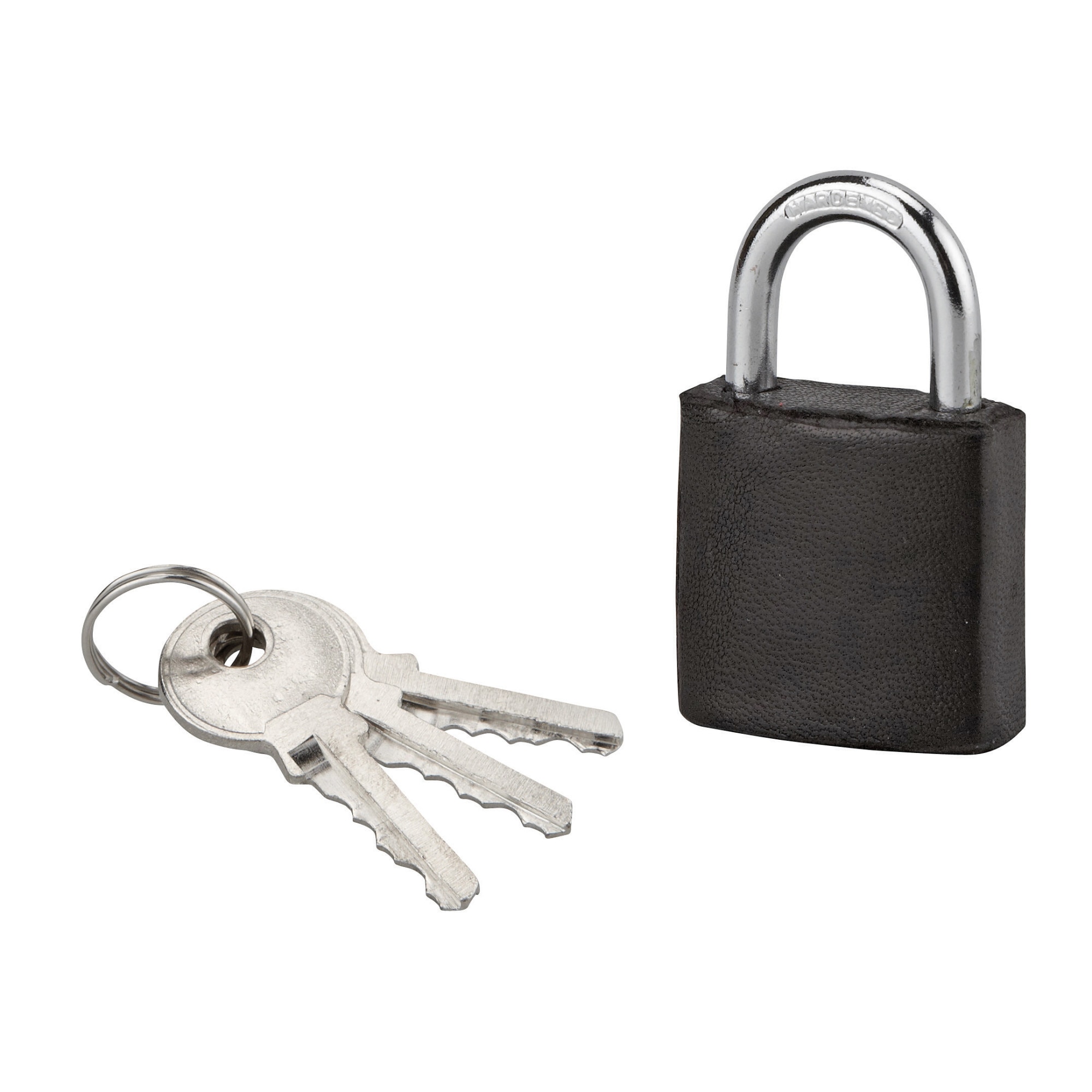 Lacat cu cheie, FASHION LEATHER, 30 mm (negru)