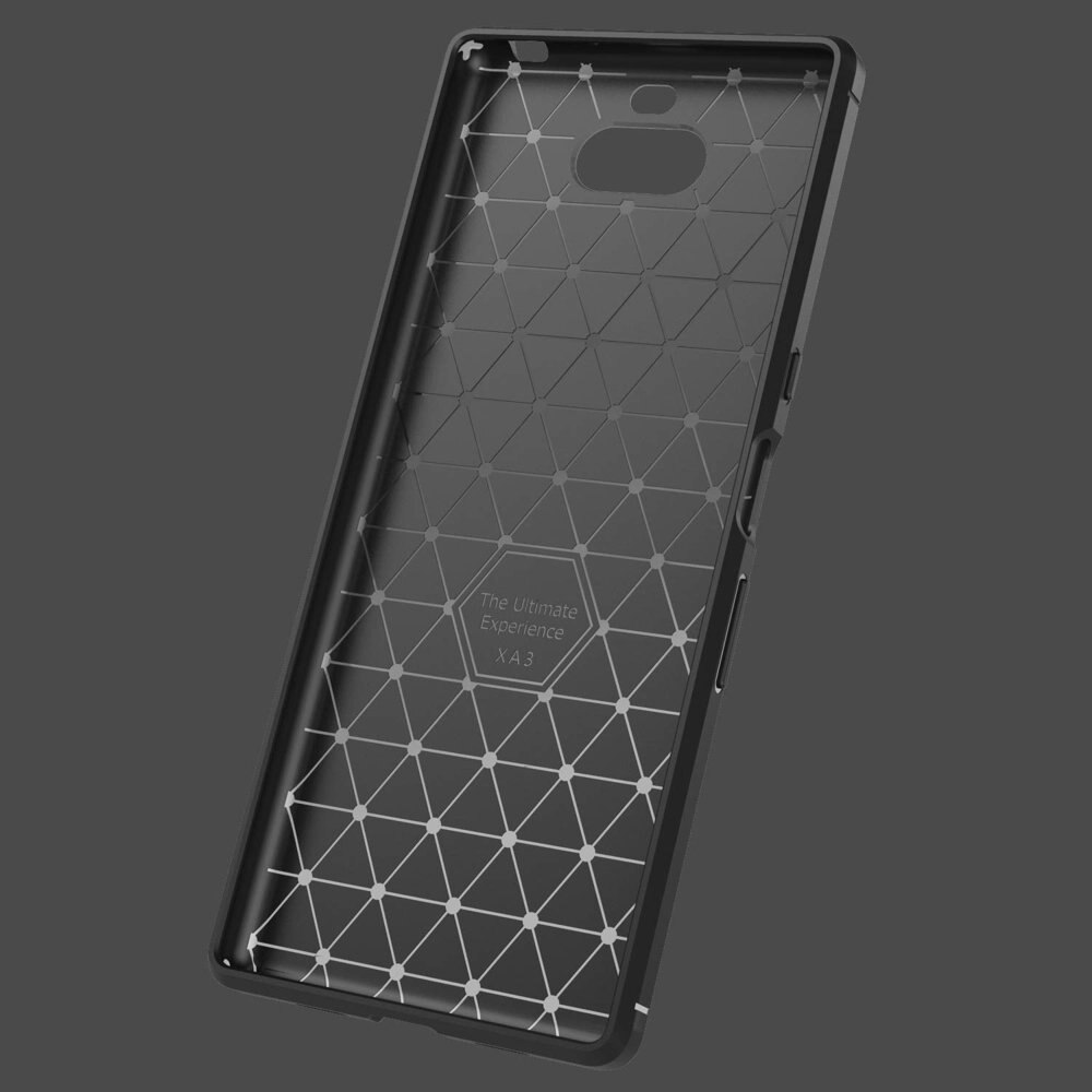 Husa Sony Xperia 10, Carbon Design, Flexibil, Negru