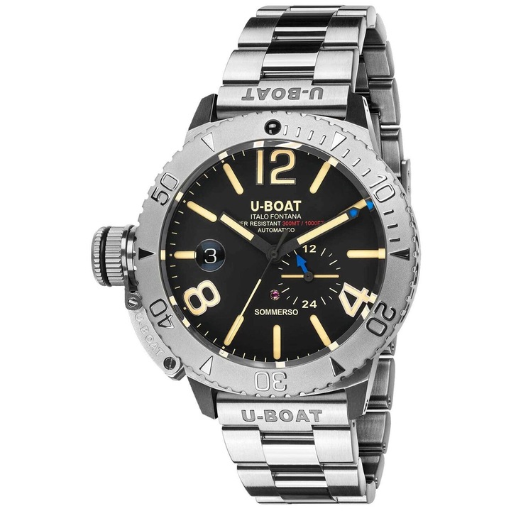 Ceas barbatesc U-Boat 9007/A/MT Sommerso Automatic 46mm, 10ATM, Argintiu