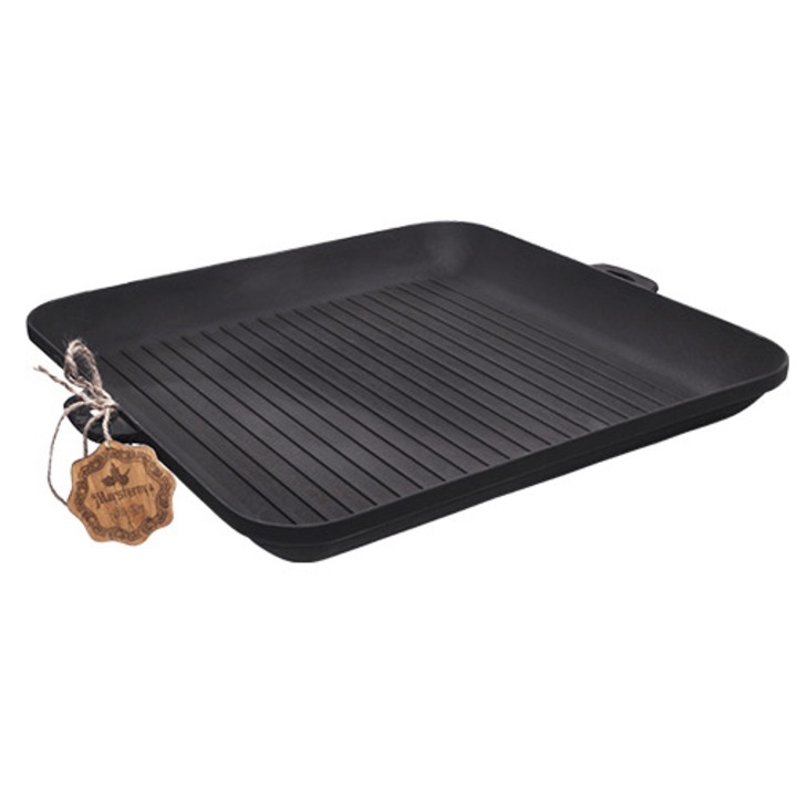 Грил тиган Maysternya, 35 см, чугун, неемайлиран, две лети дръжки