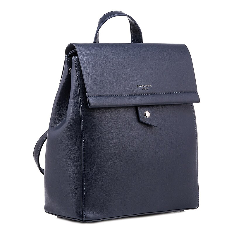 Rucsac dama, David Jones, mediu, din piele ecologica, albastru, cu clapa, 99561194