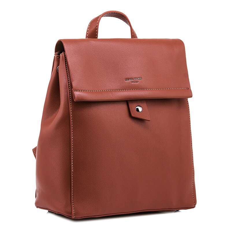 Rucsac dama, David Jones, mediu, din piele ecologica, maro, cu clapa, 99561196