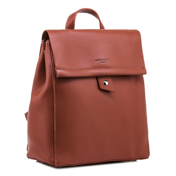 Rucsac dama, David Jones, mediu, din piele ecologica, maro, cu clapa, 99561196 Rucsac dama, David Jones, mediu, din piele ecologica, maro, cu clapa, 99561196