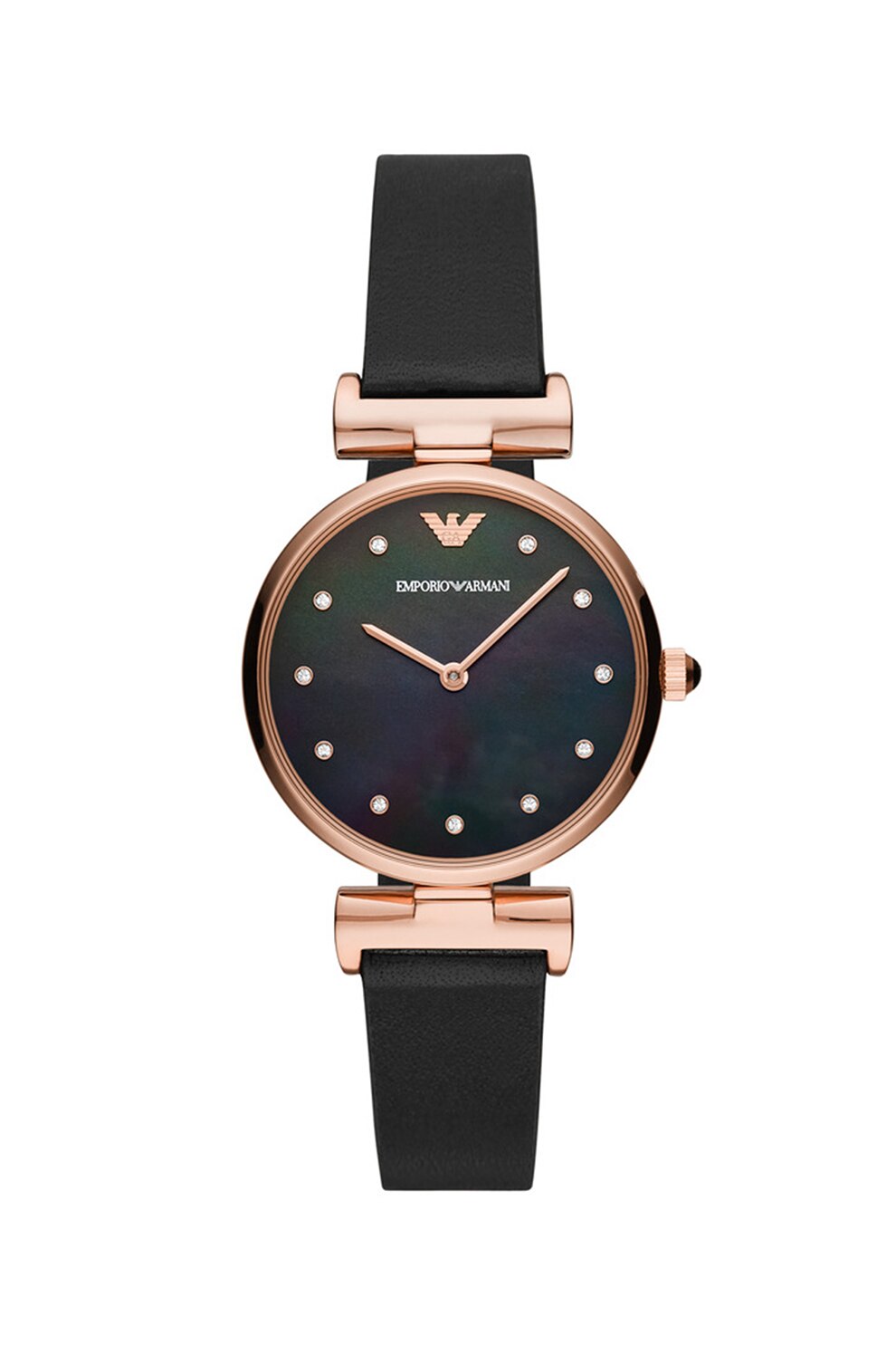 Emporio Armani, Ceas cu o curea de piele, Negru/Maro