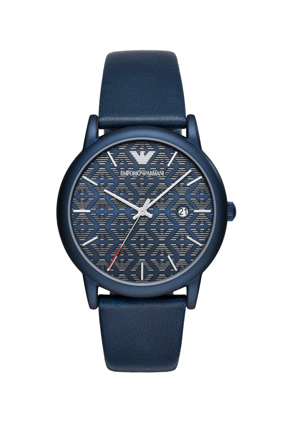 Emporio Armani, Ceas cu cadran cu monograma, Bleumarin/Argintiu