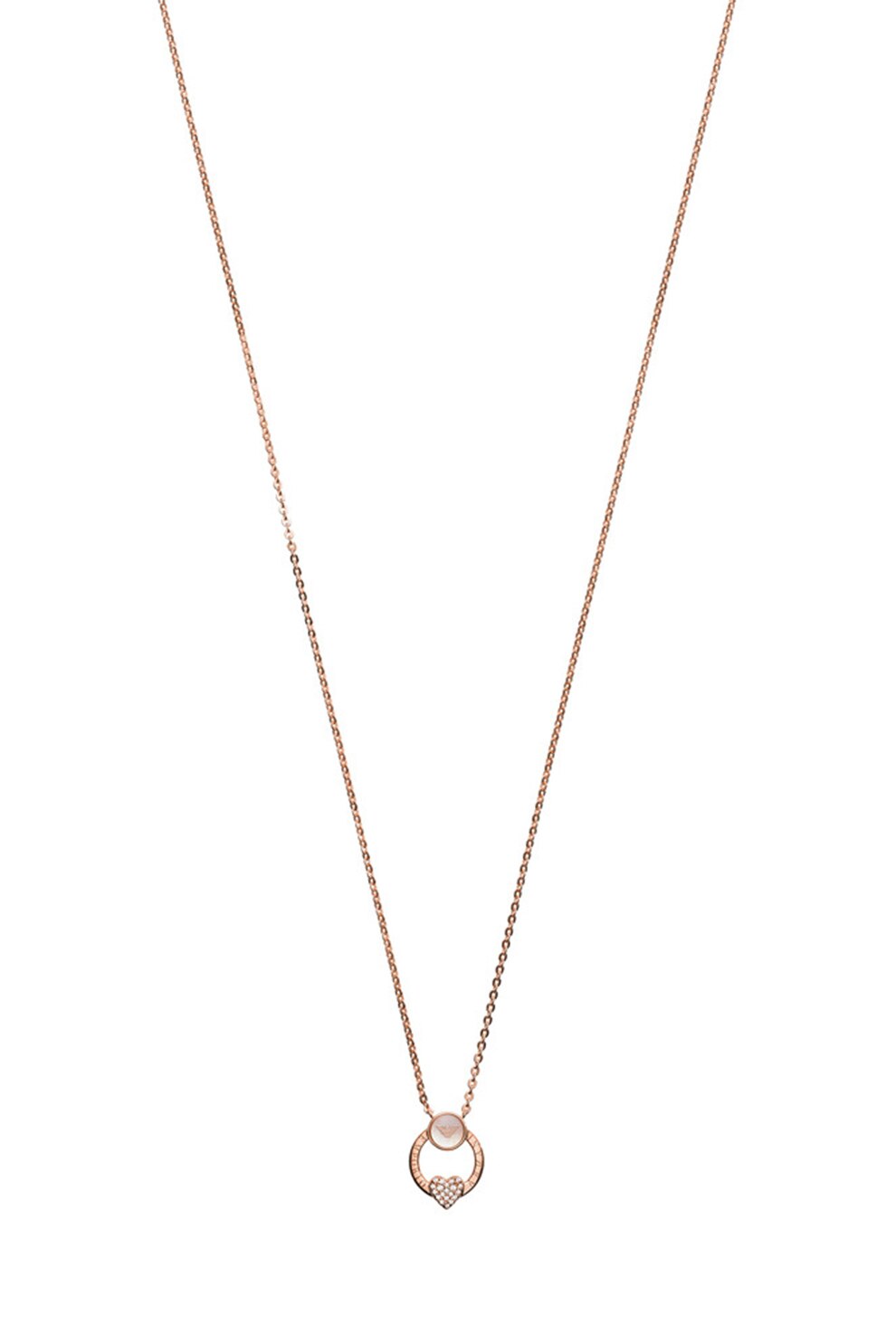 Emporio Armani, Colier din argint veritabil cu pandantiv, Auriu rose/ Argintiu