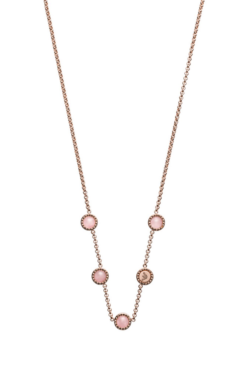 Emporio Armani, Colier decorat cu pietre semipretioase, Auriu rose/Roz