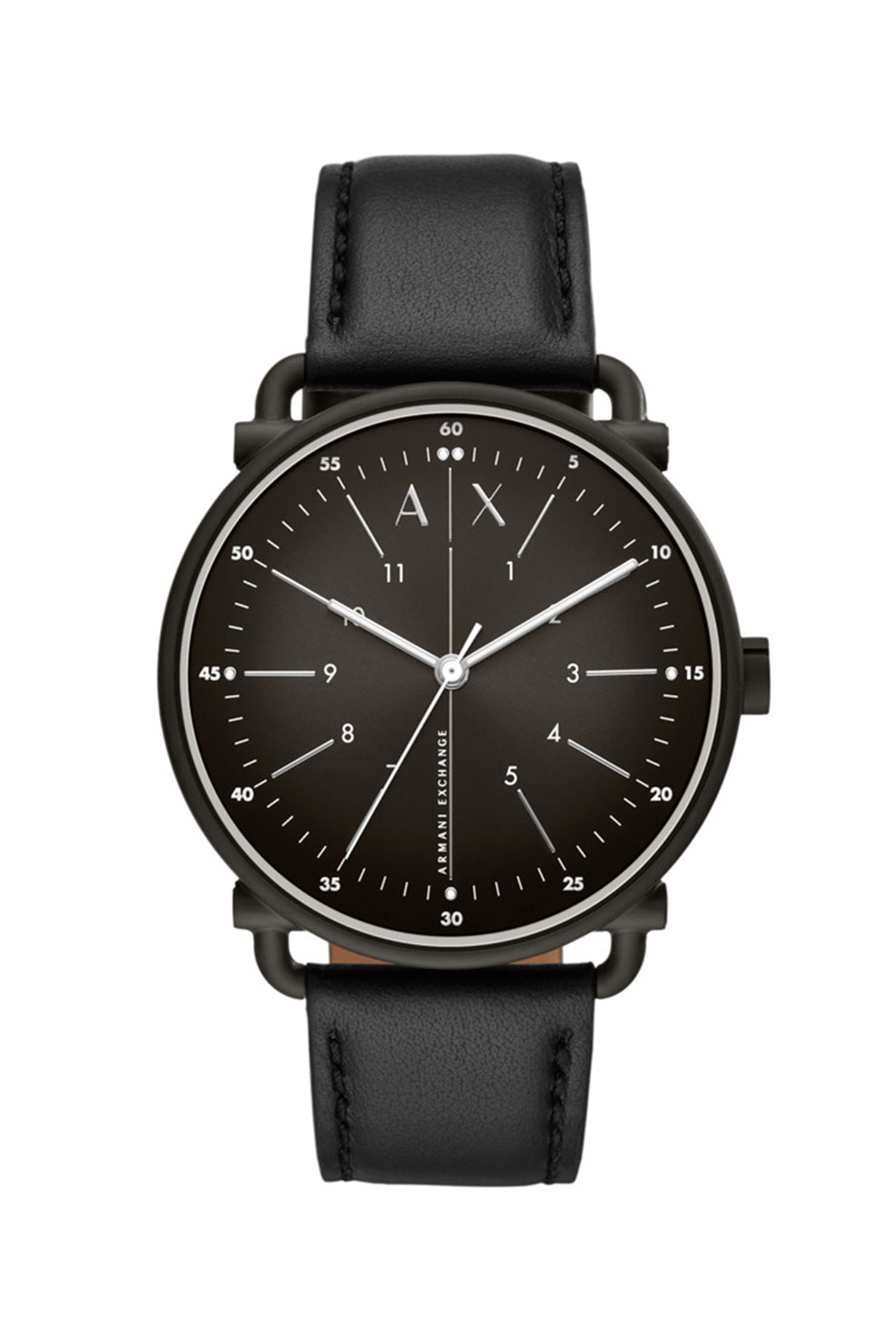 ARMANI EXCHANGE, Ceas analog cu o curea de piele, Negru/Argintiu