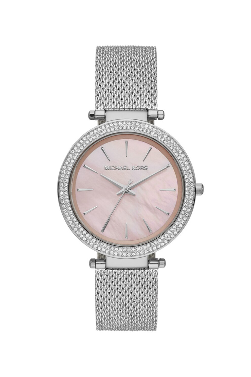 Michael Kors, Ceas de otel inoxidabil decorat cu cristale, Argintiu/Roz pastel