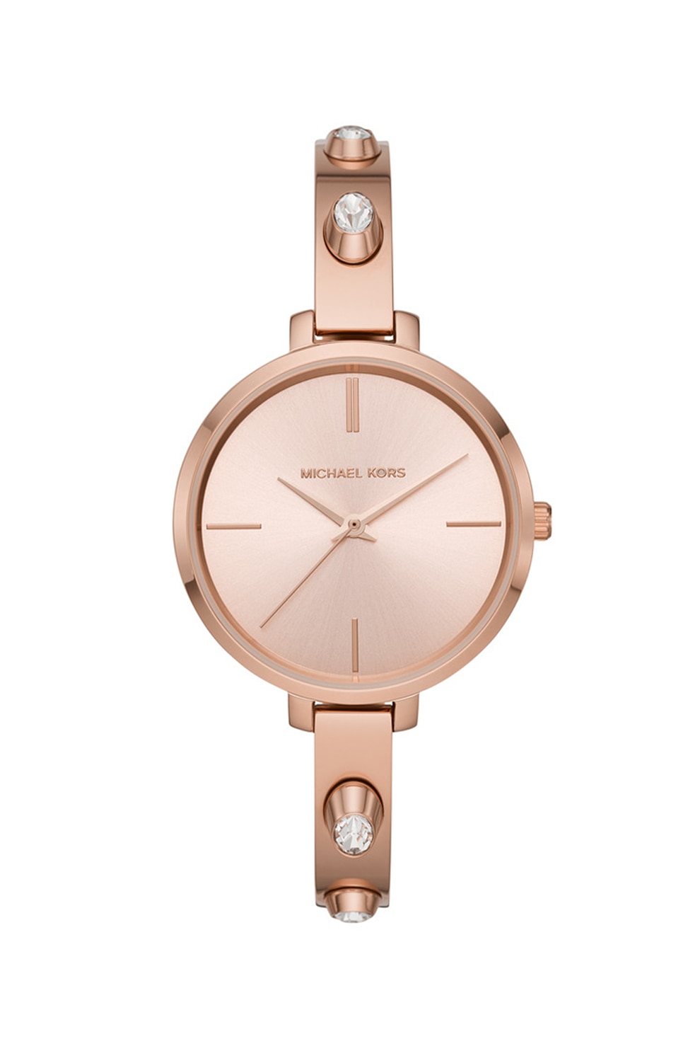 Michael Kors, Ceas de otel inoxidabil decorat cu cristale, Auriu rose/Argintiu