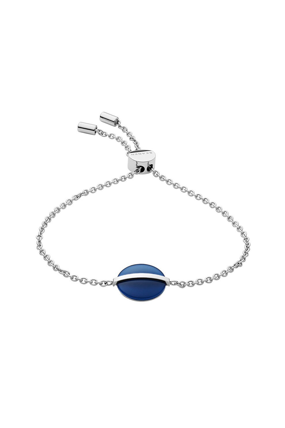 Skagen, Bratara cu margele de sticla, Argintiu/Bleumarin