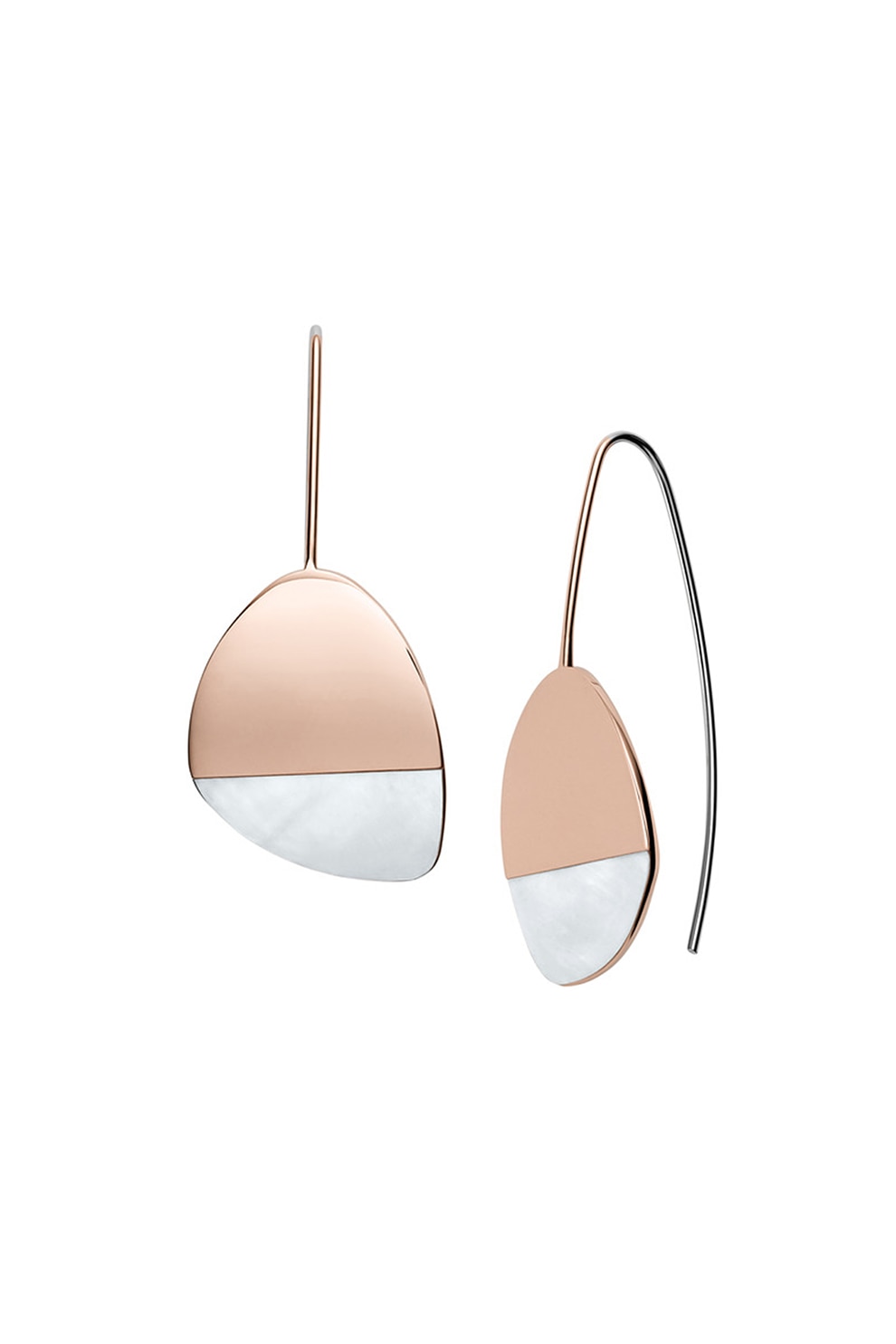 Skagen, Cercei drop Mother of Pearl, Auriu rose/ Argintiu