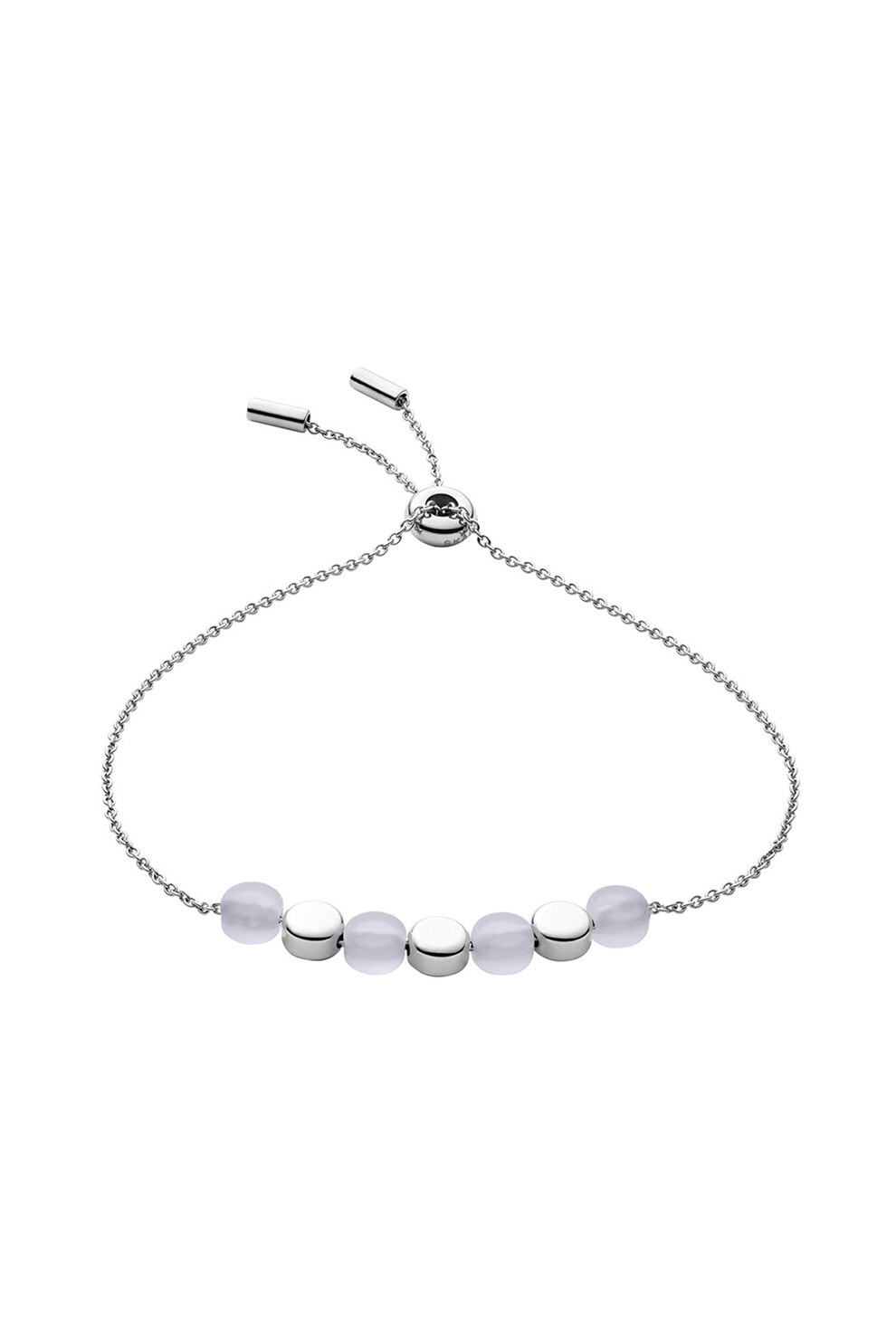 Skagen, Bratara decorata cu margele de sticla, Argintiu/Alb