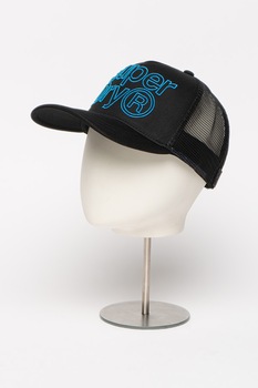 SUPERDRY, Sapca trucker cu logo brodat Lineman, Negru SUPERDRY, Sapca trucker cu logo brodat Lineman, Negru
