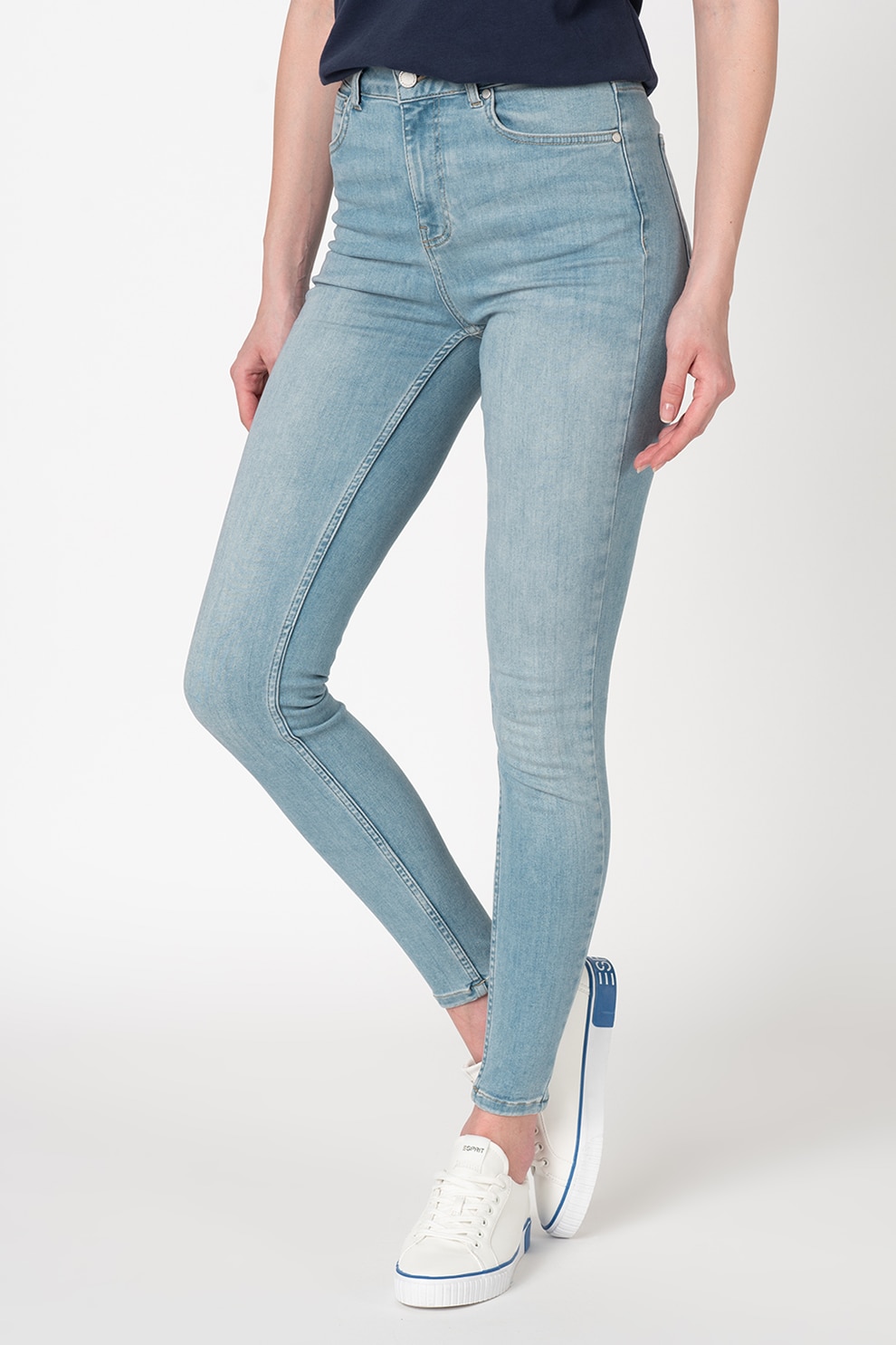 SUPERDRY, Blugi skinny cu talie inalta, Albastru deschis, 30