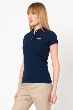 SUPERDRY, Tricou polo cu logo brodat, Bleumarin, M SUPERDRY, Tricou polo cu logo brodat, Bleumarin, M