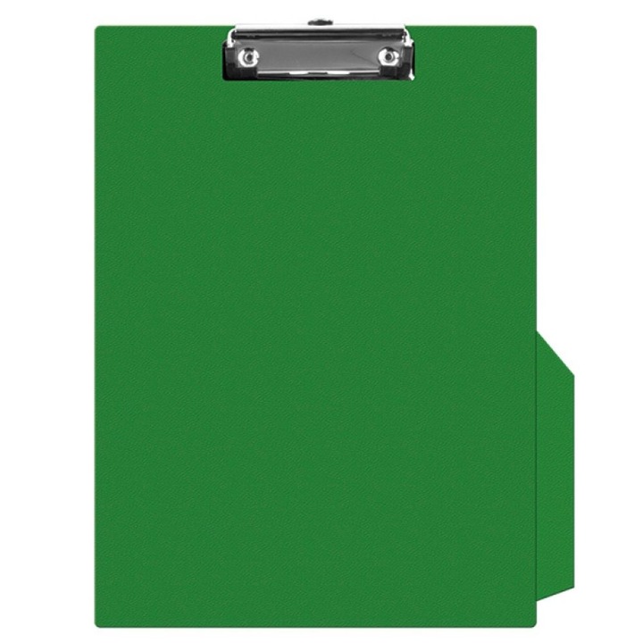 Vágólap Q-CONNECT Simple A4, 230x350 mm, laminált karton, fém kapocs, kapacitása 50 lap, zöld szín
