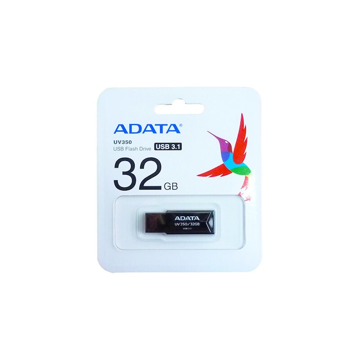 Memory stick USB 3.1 Adata UV350 32 GB metalic, fara capac