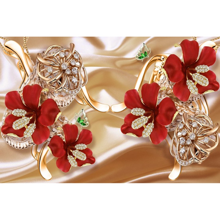 Fototapet 3d Vinyl Flori Rosii Lux 250 x 380