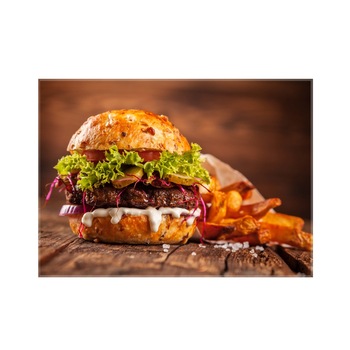 Sticla bucatarie securizata Saint Gobain Glass®, imprimata 90x65cm, protectie antistropire pentru aragaz, Ambra Deco, Burger Sticla bucatarie securizata Saint Gobain Glass®, imprimata 90x65cm, protectie antistropire pentru aragaz, Ambra Deco, Burger