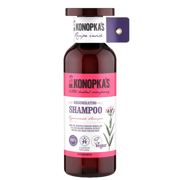 Sampon regenerant DR. KONOPKA'S LITTLE HERBAL COMPANY pentru par uscat si vopsit, 500 ml
