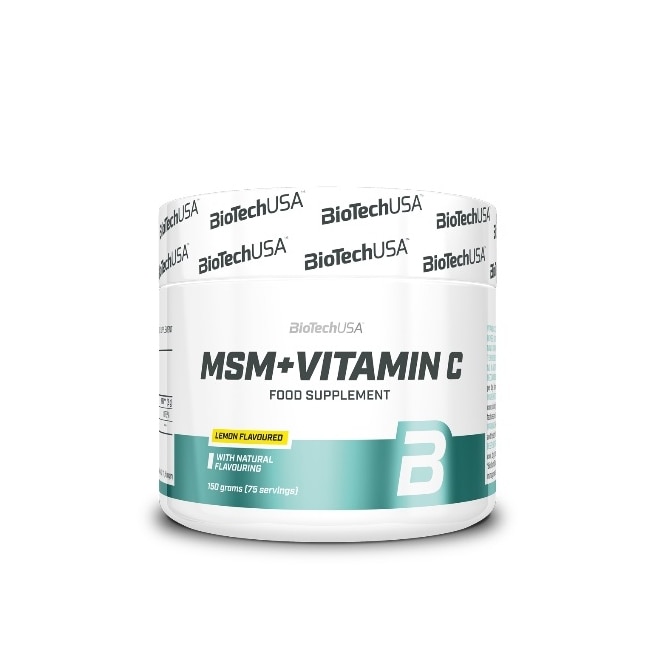 Pudra energizanta BioTech USA, MSM+Vitamin C, Aroma de lamaie, 150g