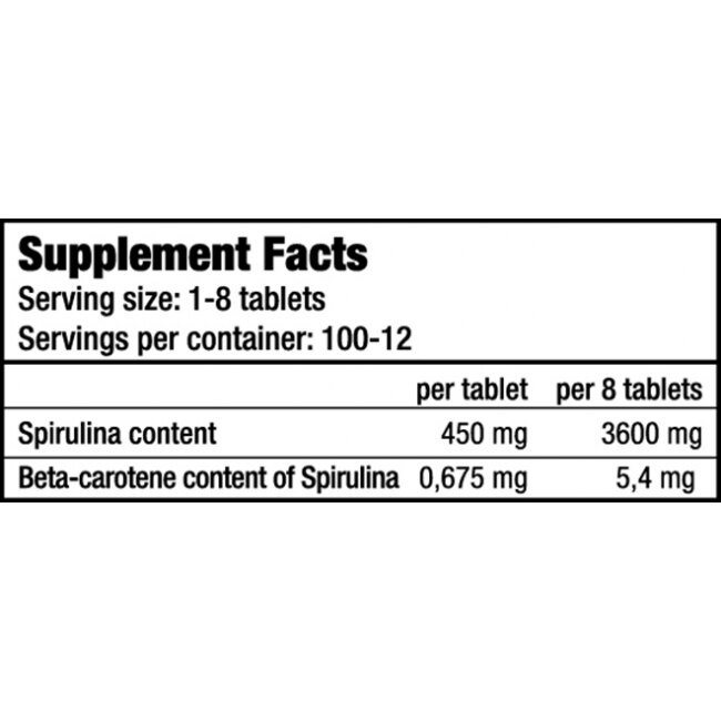 Spirulina 450mg. / 100 Tabs. BIOTECH USA eMAG.bg