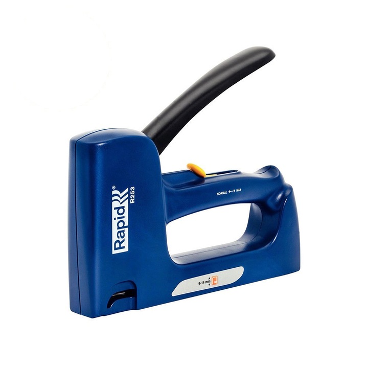 Телбод Rapid R253E, регулиране силата на телбод, телбод 53/6-14 mm