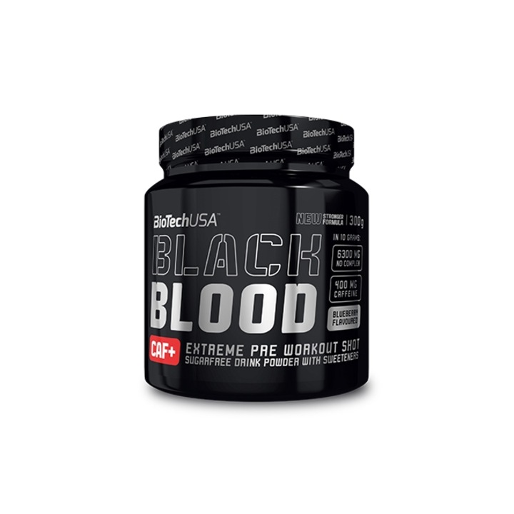 BioTech USA, Black Blood CAF energizáló por, 300 g, Áfonya
